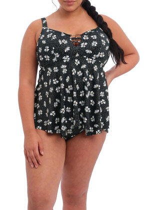Plain Sailing Moulded Tankini Top Black Daisy Plain Sailing  Black Daisy