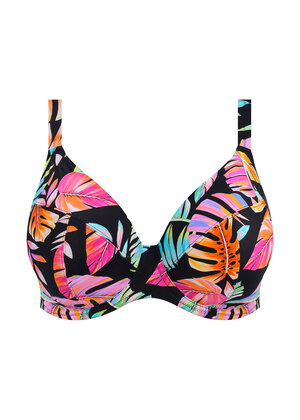 Tropical Falls Plunge Bikini Top Black Tropical Falls  Black