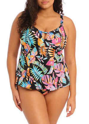 Tropical Falls Moulded Tankini Top Black Tropical Falls  Black