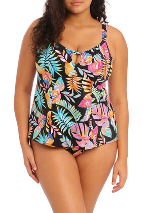 Tropical Falls Mid Rise Bikini Brief Black Tropical Falls  Black