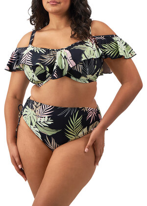 Tropical Retreat Bardot Bikini Top Black Tropical Retreat  Black