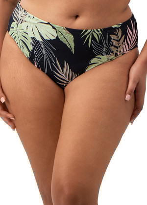 Tropical Retreat Mid Rise Bikini Brief Black Tropical Retreat  Black