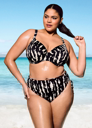 Echo Shell Plunge Bikini Top Black Echo Shell  Black