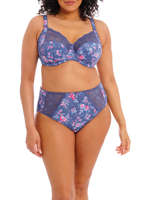 Elomi Morgan Stretch Lace Banded Underwire Bra (4110),38GG,Denim Floral
