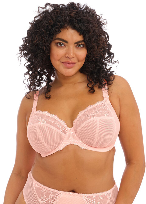 Elomi Charley Banded Stretch Lace Plunge Underwire Bra (4382),44G,Pansy 