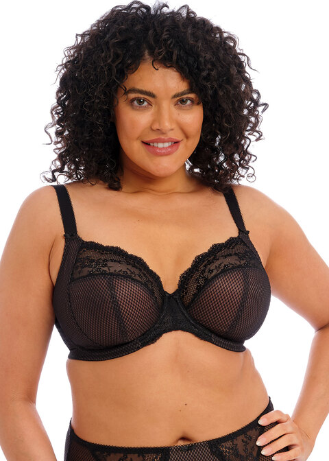 Elomi Charley Banded Stretch Lace Plunge Underwire Bra (4382),40J,Pansy