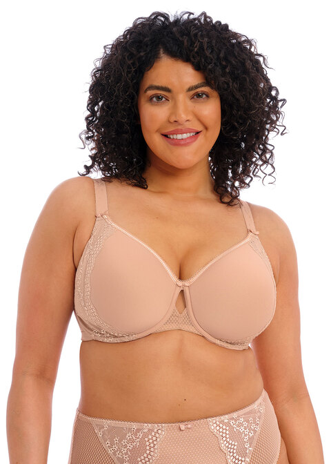 Lace-band spacer plunge bra