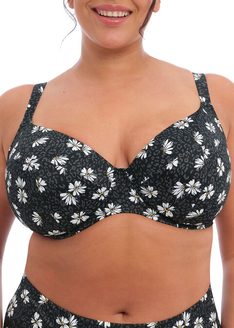 Push-up bra with daisy print Woman, Black