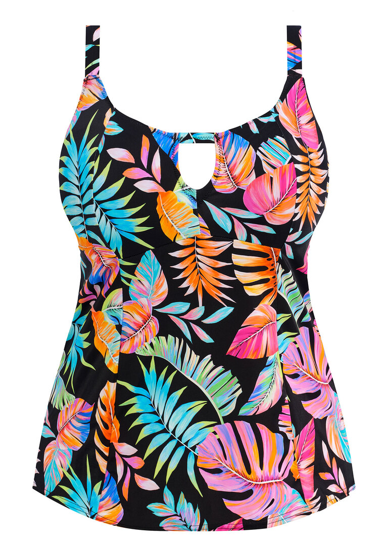 Tropical Falls Black Moulded Tankini Top from Elomi