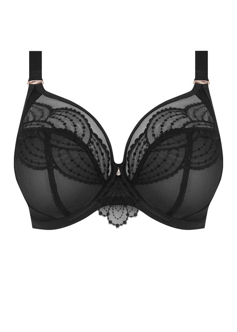 Black supportive embroidered plunging tulle underwire full cup bra | LOUISE  | Empreinte Official Boutique
