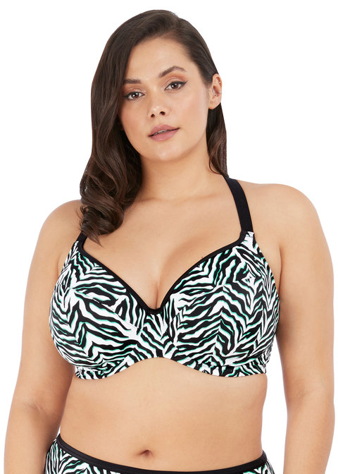 Elomi Plus Size Zulu Rhythm Plunge Bikini Top Black 36F
