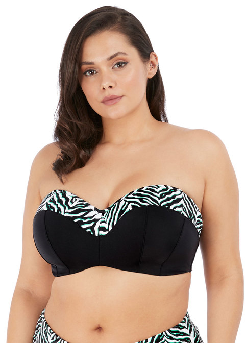 Elomi Plus Size Zulu Rhythm Plunge Bikini Top Black 36F