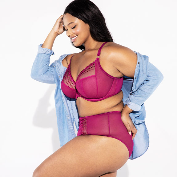 Elomi Lingerie, Matilda in Berry, Plunge Bra and Full Brief